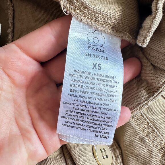 Farm Rio Tan Button Front Midi Skirt | Military Style Utility Skirt with Pockets - Picture 5 of 9